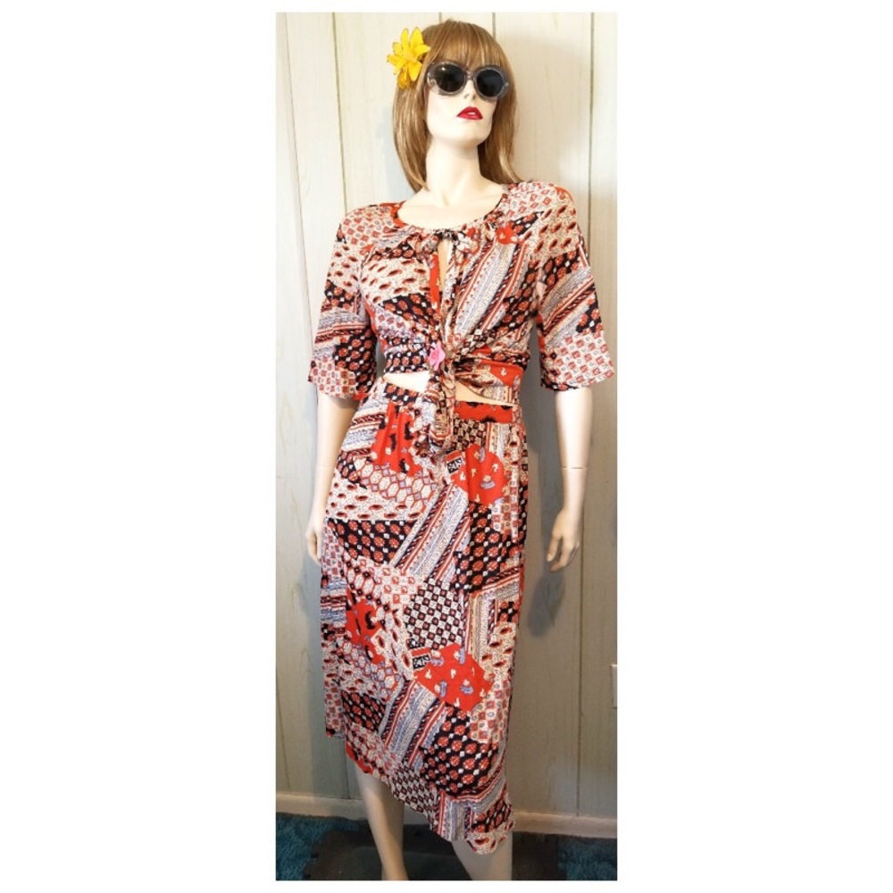 🌈Vintage 60s 70s Groovy Bohemian Tunic & Skirt Hippiecore Festival Outfit